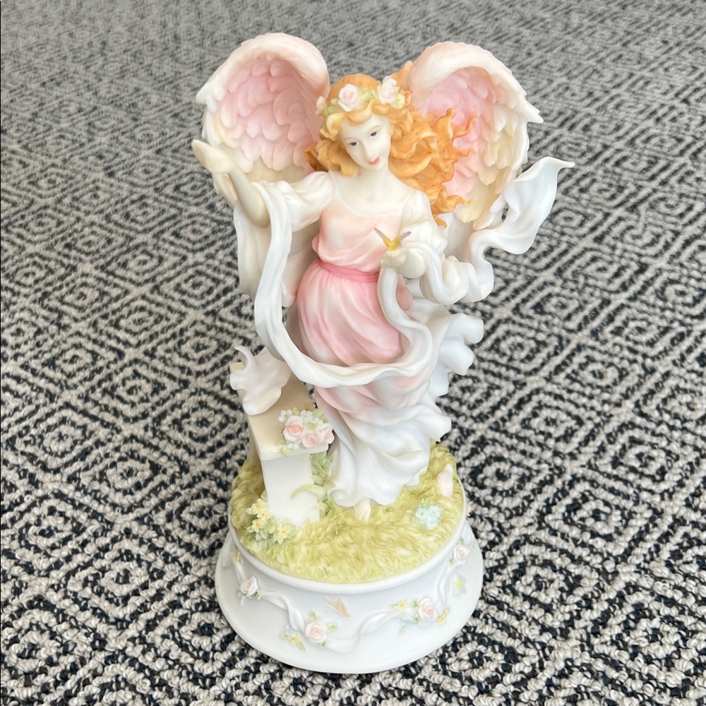 Collectible Seraphine Angelic Sculpture in Pink and White
